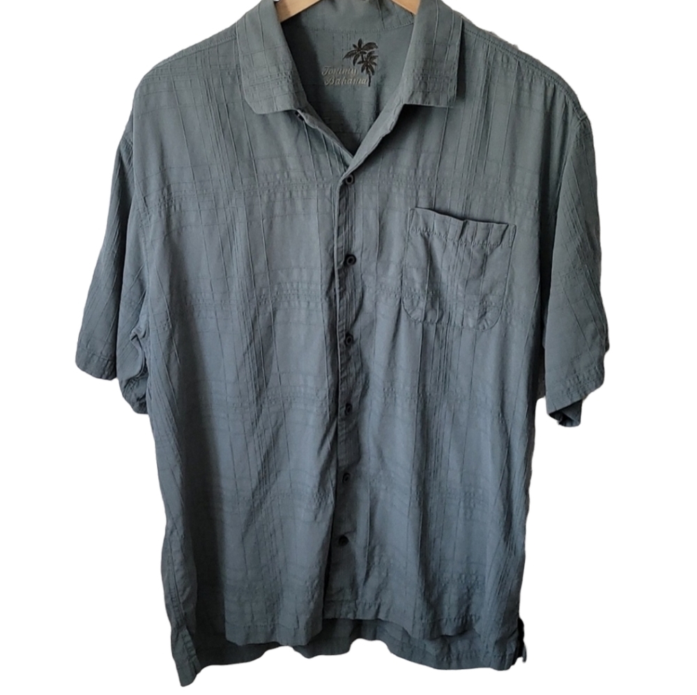 Tommy Bahama Men's Short Sleeved Dress Shirt Size Large 100% Silk